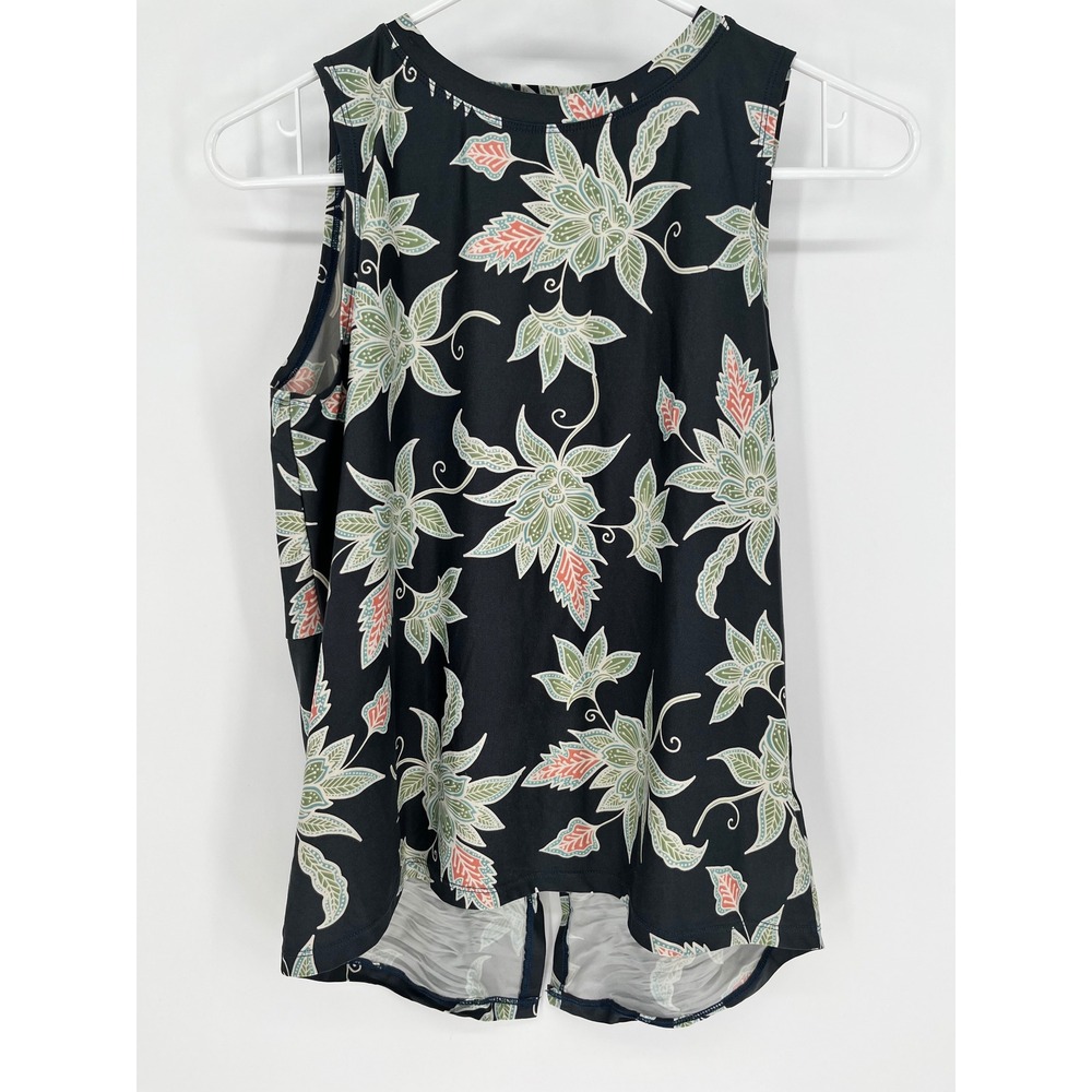 CARVE DESIGNS Tank Top Womens SM Black Floral Sleeveless Rash Guard